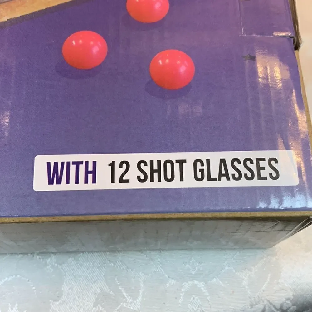 Shot Pong Game Night Party Game With 12 Shot Glasses 1 Game Board 6 Balls New